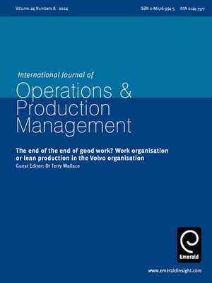 cover image of International Journal of Operations & Production Management, Volume 24, Issue 8